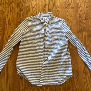 J. Crew Blue and White Striped Casual Button Down Shirt